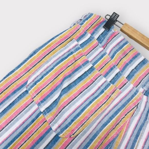 SEVEN7 Linen Blend Striped Crop Wide Leg Pants Size 12 - Picture 6 of 11